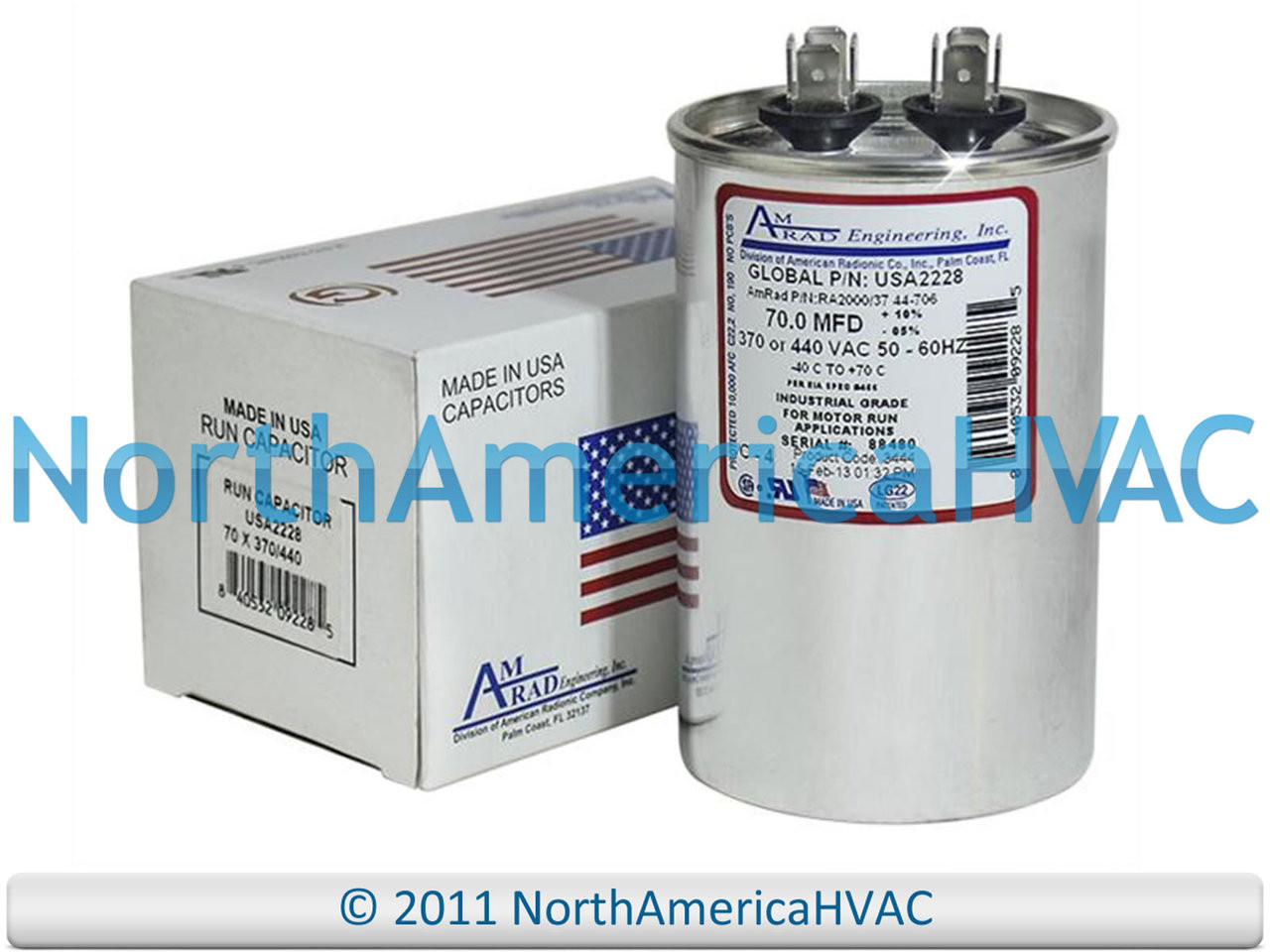 coADDS 70 MFD x 440 Run Capacitor # 97F5251 - JustCapacitors.com